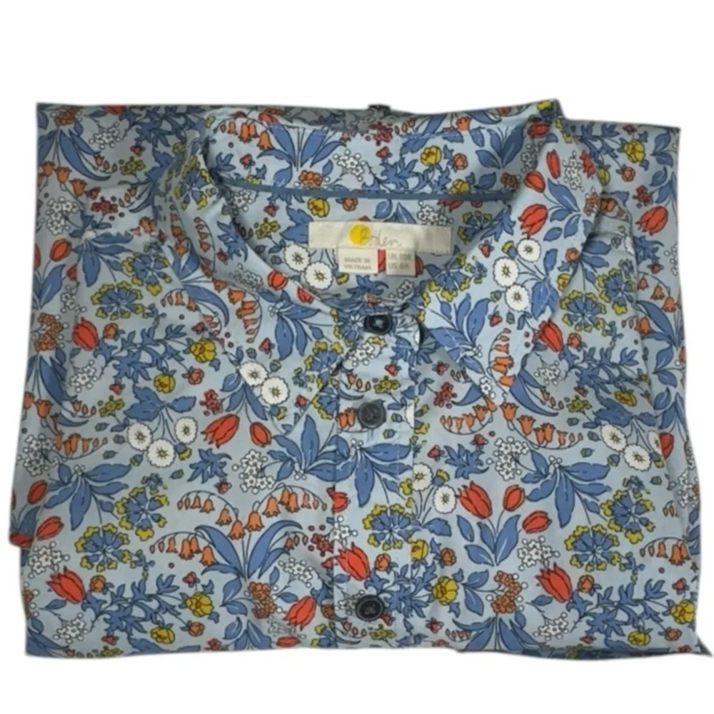 Boden Woman’s Blue Floral Button Down Shirt Size 6R - Picture 15 of 16